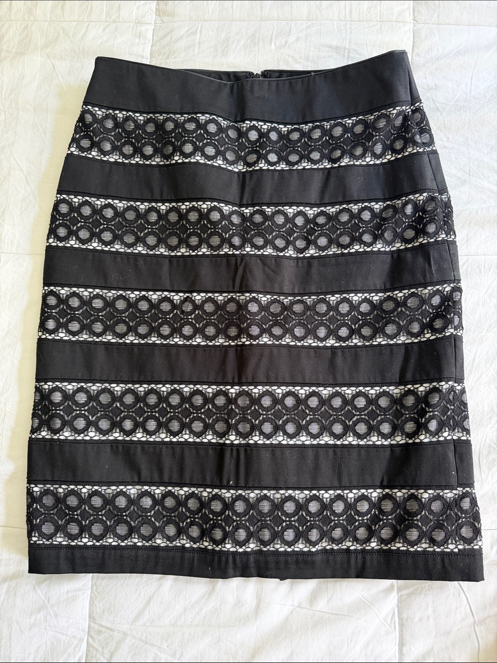 White House Black Market Black Lace-Panel Pencil Skirt